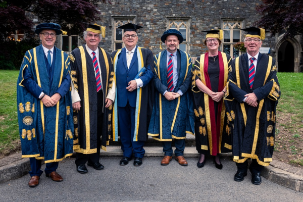 Berwyn Rowlands with the new vice chancellor at the Honorary Fellow